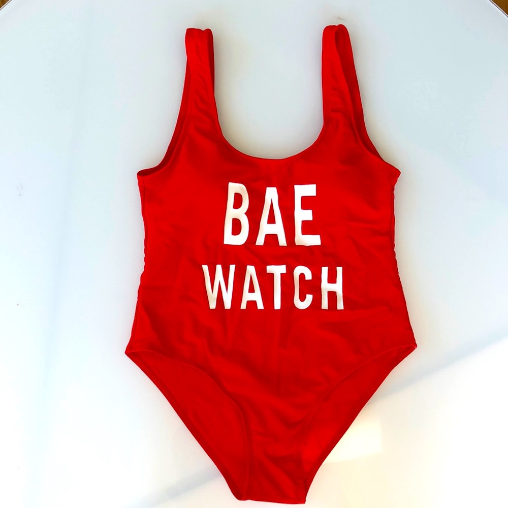 Red Bae Watch Bathing Suit